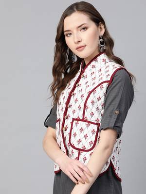 Red Print Cotton Jacket 2