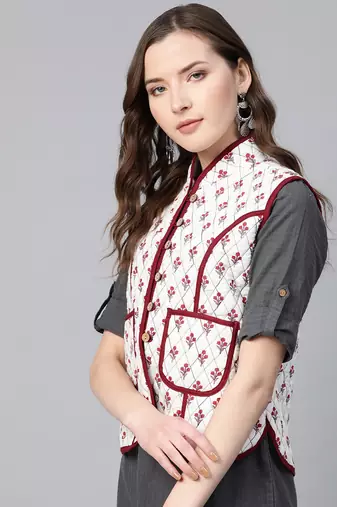 Red Print Cotton Jacket