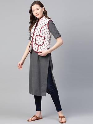 Red Print Cotton Jacket 4