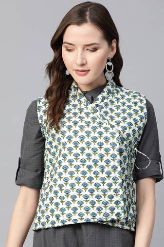Blue Print Cotton Jacket