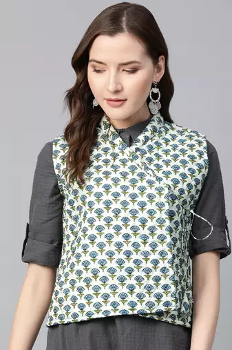 Blue Print Cotton Jacket