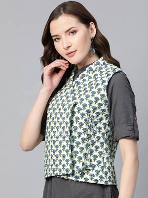 Blue Print Cotton Jacket 2