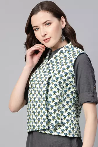 Blue Print Cotton Jacket