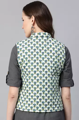 Blue Print Cotton Jacket