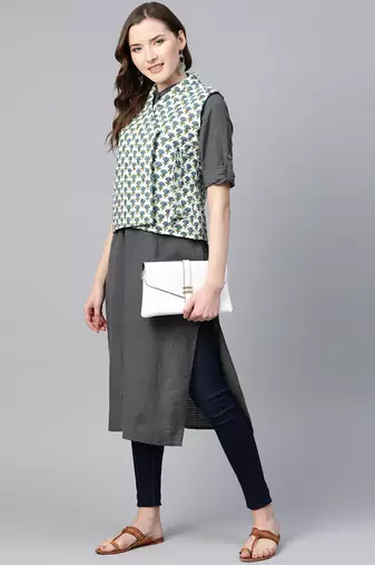 Blue Print Cotton Jacket