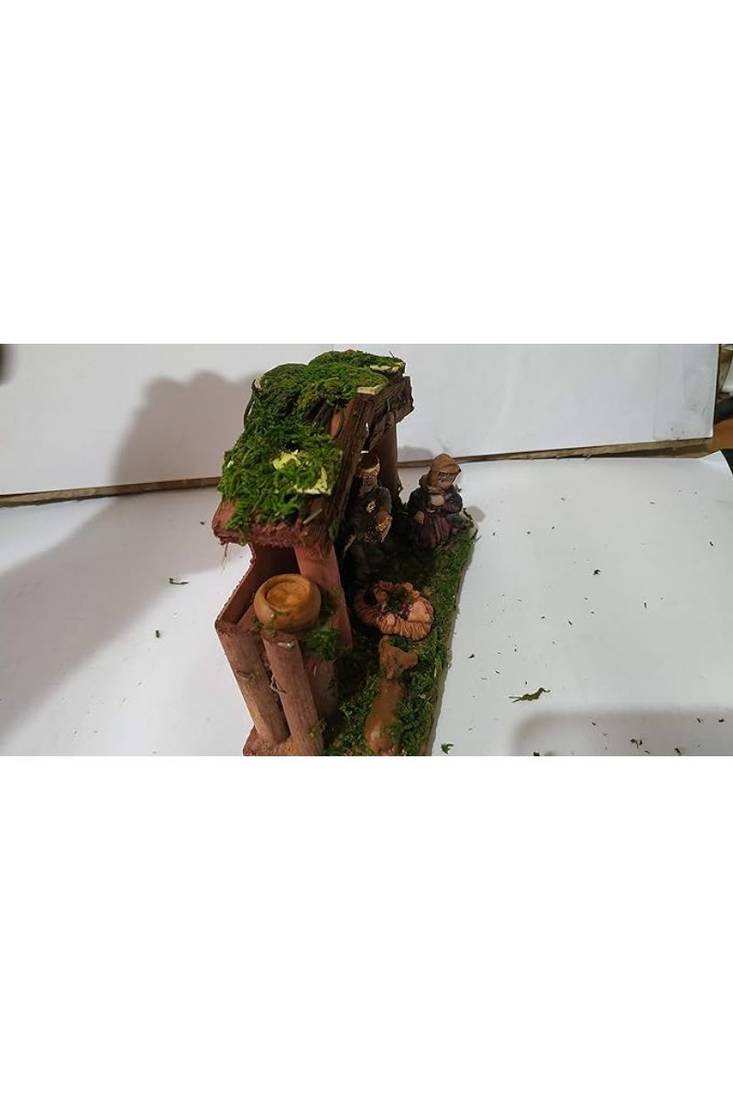 Christmas Crib House Nativity Set Baby Jesus for Decoration (Multi_15.7 x 12 x7 cm)