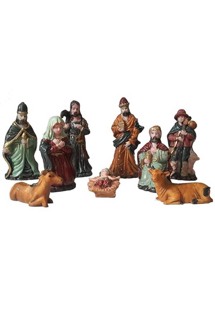 9 Piece Nativity Figurine Set for Christmas Decoration- 3.5 Inches (Small)