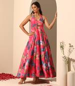 Pink muslin halter neck dress