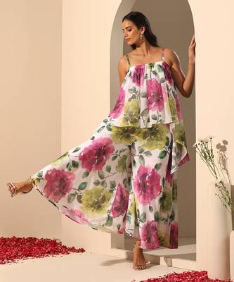 White georgette co-ord set 2