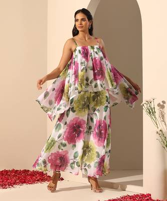 White georgette co-ord set 3
