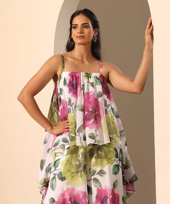 White georgette co-ord set 4