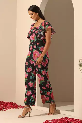 Black georgette jumpsuit