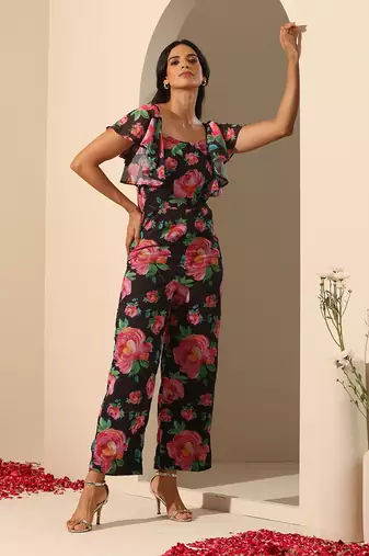 Black georgette jumpsuit