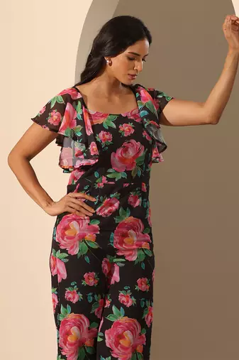 Black georgette jumpsuit
