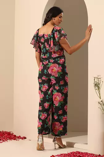 Black georgette jumpsuit