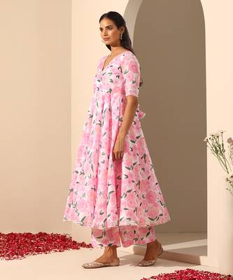 Pink muslin anarkali set 3