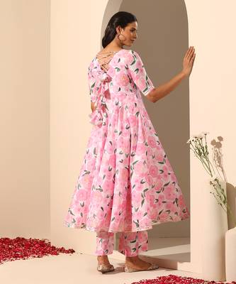 Pink muslin anarkali set 5