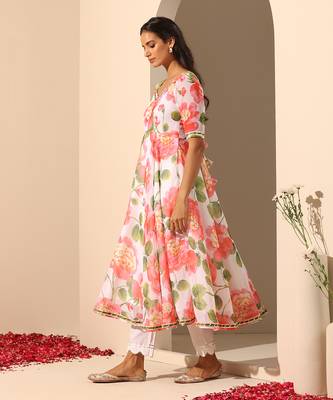 White georgette  anarkali set 2