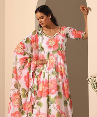 White georgette  anarkali set 3