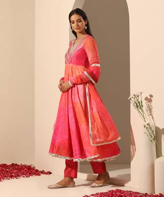 Pink  muslin anarkali set 2