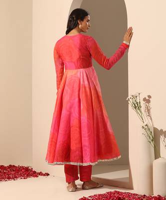 Pink  muslin anarkali set 5