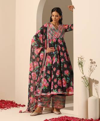 Black georgette anarkali set 1