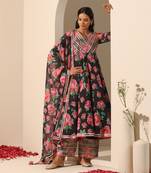 Black georgette anarkali set