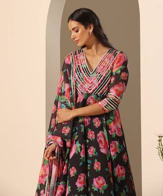 Black georgette anarkali set 3