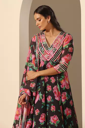 Black georgette anarkali set