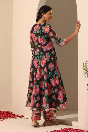 Black georgette anarkali set