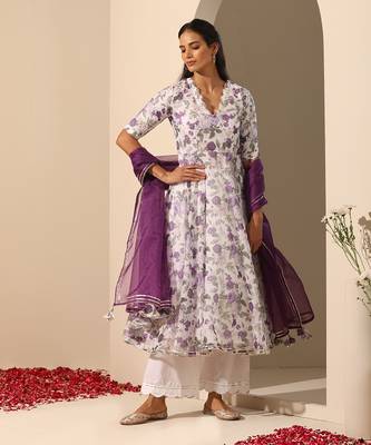 White organza anarkali set 1