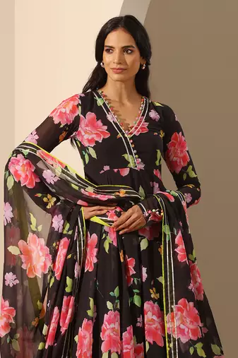 Black georgette anarkali set