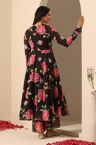 Black georgette anarkali set