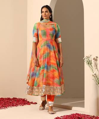 orange georgette anarkali set 1