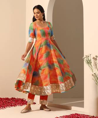 orange georgette anarkali set 2
