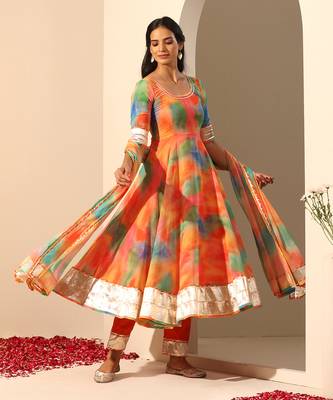orange georgette anarkali set 4