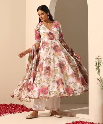 White georgette angrakha set 1