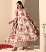 White georgette angrakha set