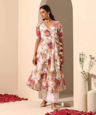 White georgette angrakha set 2