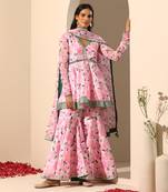 Pink muslin sharara set