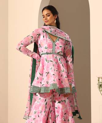 Pink muslin sharara set 4