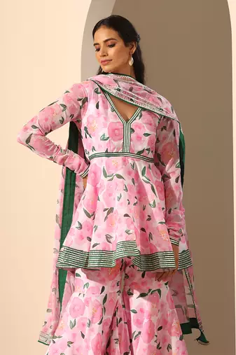 Pink muslin sharara set