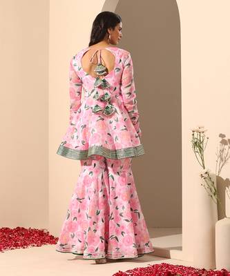Pink muslin sharara set 5