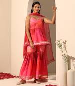 Pink muslin sharara set