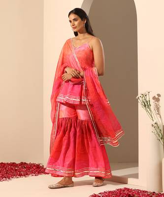Pink muslin sharara set 2