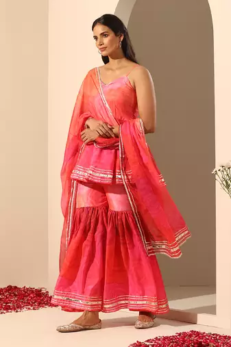 Pink muslin sharara set