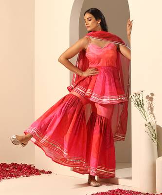 Pink muslin sharara set 3