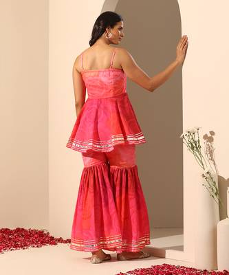 Pink muslin sharara set 4