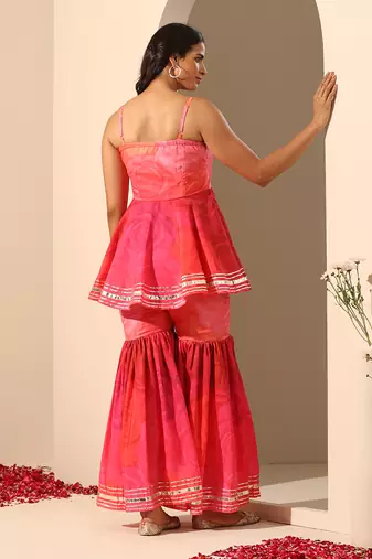 Pink muslin sharara set