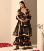 Black georgette sharara set
